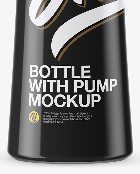 Glossy Bottle With Pump Mockup PSD #1