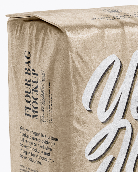 Download Glossy Kraft Paper Flour Bag Mockup Half Side View In Bag Sack Mockups On Yellow Images Object Mockups PSD Mockup Templates