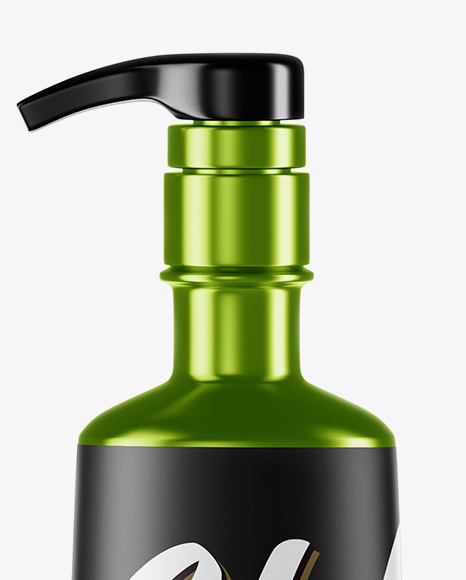 Metallic Bottle With Pump Mockup PSD #2