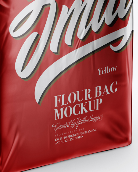 Metallic Flour Bag Mockup - Half Side View in Bag & Sack Mockups on Yellow Images Object Mockups