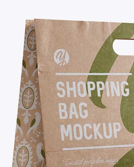 Download Kraft Paper Shopping Bag Mockup Halfside View Eye Level Shot In Bag Sack Mockups On Yellow Images Object Mockups