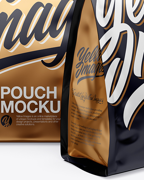 Two Matte Pouches Mockup In Pouch Mockups On Yellow Images Object Mockups