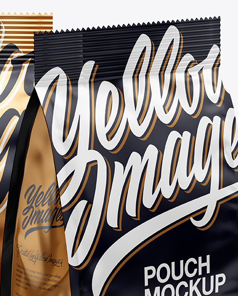 Two Matte Pouches Mockup In Pouch Mockups On Yellow Images Object Mockups