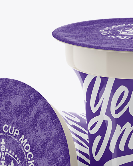 Two Glossy Sour Cream Cup Mockup PSD #2