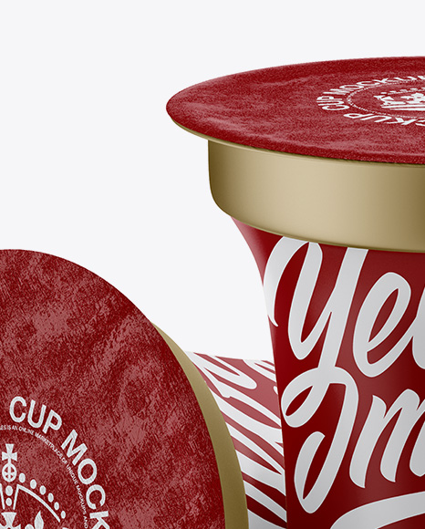 Two Metallic Sour Cream Cup Mockup - Free Download Images High Quality