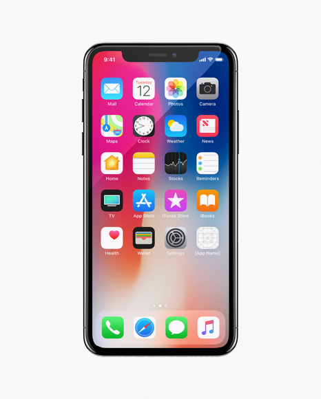 Apple iPhone X Jet Black Mockup - Front View