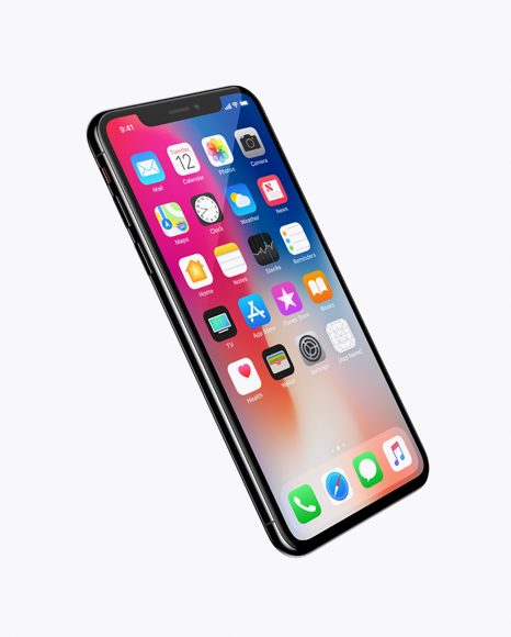 Download Apple iPhone X Jet black Mockup - Half Side View in Device ...