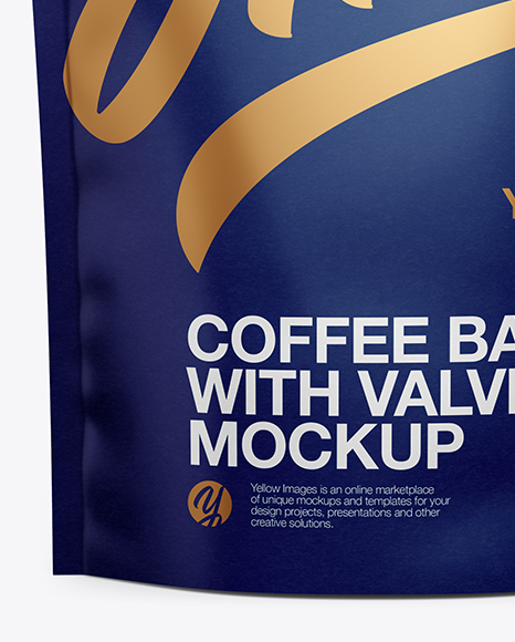 Download Matte Coffee Bag W/ Valve Mockup - Front View in Bag ... Yellowimages Mockups