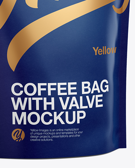 Matte Coffee Bag W  Valve Mockup   Half Side View PSD #2