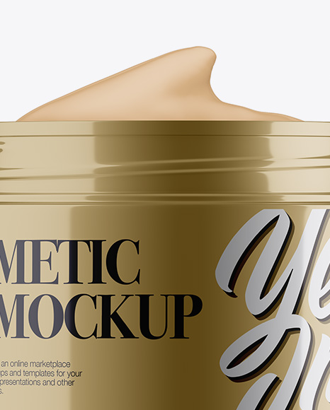 Opened Metallic Cosmetic Jar Mockup