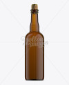 750ml Amber Glass Beer Bottle w/ Champaign Cork Mockup on Yellow Images