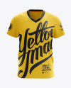 Download Men S V Neck T Shirt Mockup Front View In Apparel Mockups On Yellow Images Object Mockups