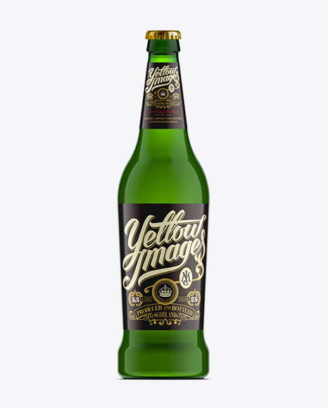 Download 660ml Beer Bottle Mockup Green Glass In Bottle Mockups On Yellow Images Object Mockups PSD Mockup Templates