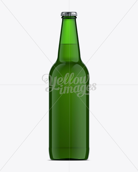 660ml Long-Neck Green Bottle Mockup | Free PSD Mockups Generator