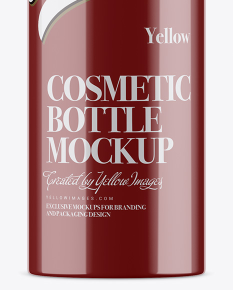 Download Glossy Cosmetic Bottle With Pump Mockup Front View In Bottle Mockups On Yellow Images Object Mockups PSD Mockup Templates