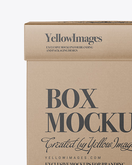 Download Kraft Square Box Mockup Front View In Box Mockups On Yellow Images Object Mockups PSD Mockup Templates