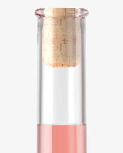 Clear Glass Pink Wine Bottle With Cork Mockup PSD #1