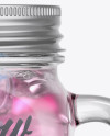 Closed Mason Jug with Straw and Label Mockup (Fruit Drink) - Front View