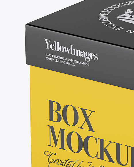 Download Matte Square Box Mockup Half Side High Angle Shot In Box Mockups On Yellow Images Object Mockups PSD Mockup Templates