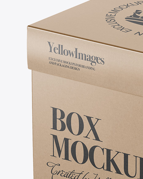 Download Glossy Kraft Square Box Mockup Half Side View High Angle Shot In Box Mockups On Yellow Images Object Mockups PSD Mockup Templates