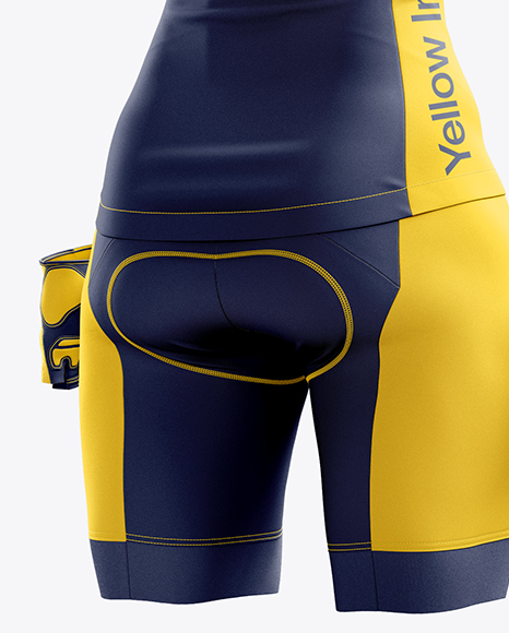 Women S Full Cycling Kit Mockup Hero Back Shot In Apparel Mockups On Yellow Images Object Mockups