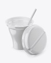 Download Opened 260g Yogurt Cup With Straw Mockup Half Side View In Cup Bowl Mockups On Yellow Images Object Mockups PSD Mockup Templates