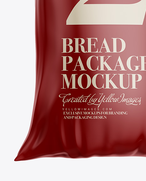 Glossy Bread Package With Clip Mockup on Yellow Images Object Mockups