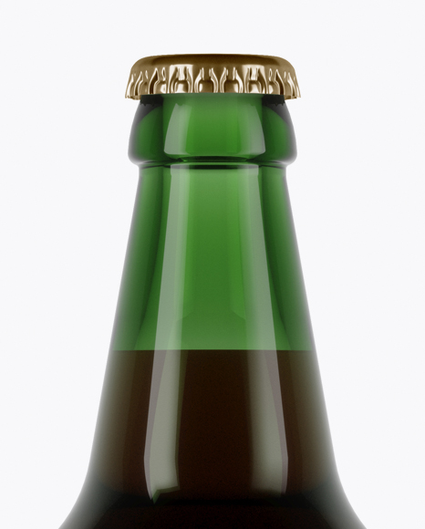 Green Glass Brown Ale Bottle Mockup