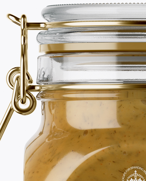 900ml Mustard Sauce Glass Jar w  Clamp Lid Mockup PSD #3