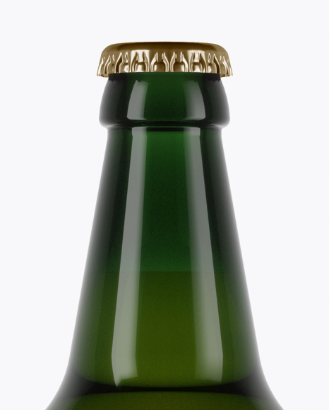 Green Glass Lager Beer Bottle Mockup on Yellow Images Object Mockups