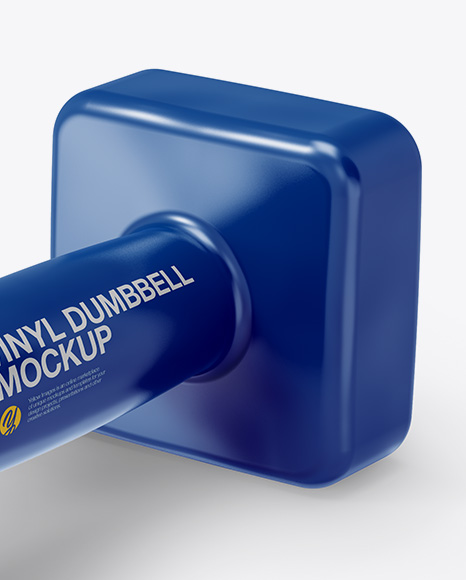 Glossy Dumbbell Mockup - Half Side View on Yellow Images Object Mockups