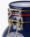 900ml Glossy Ceramic Jam Jar w/ Clamp Lid Mockup - Half Side View