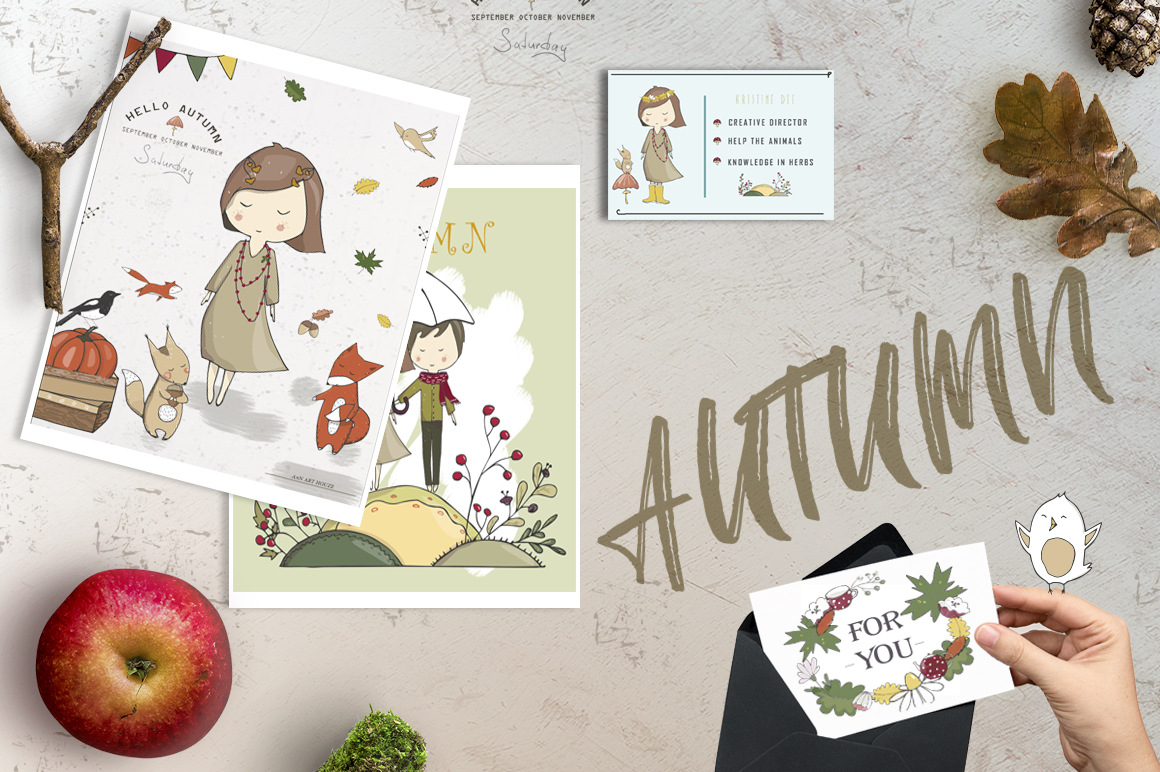 Yellow Autumn Graphics Set Yellow Autumn Graphics Set