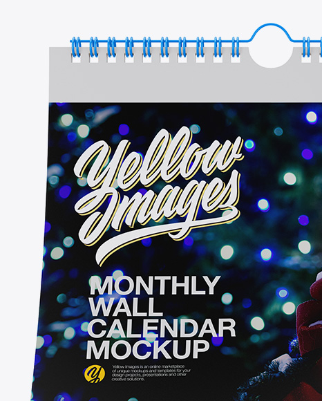 Download Monthly Wall Calendar Mockup Front View In Stationery Mockups On Yellow Images Object Mockups PSD Mockup Templates