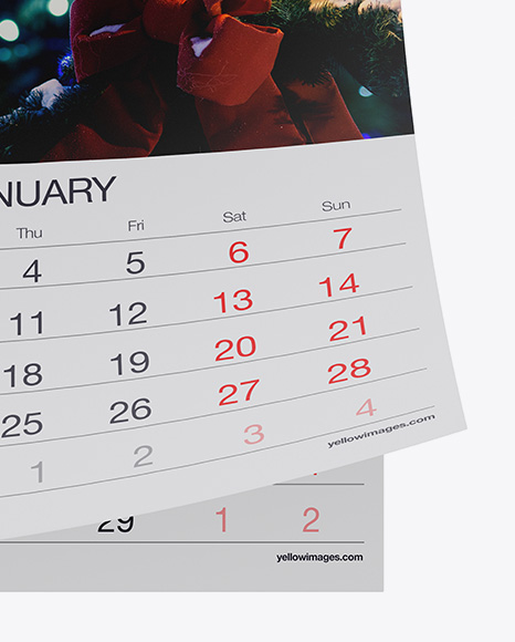 Download Monthly Wall Calendar Mockup Front View In Stationery Mockups On Yellow Images Object Mockups PSD Mockup Templates