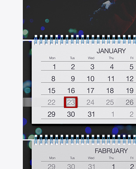 Textured 3 Months Wall Calendar Mockup - Front View on Yellow Images