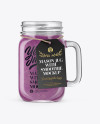 Opened Mason Jug with Berries Smoothie Mockup on Yellow Images Object