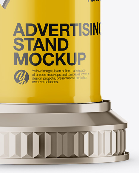 Round Glossy Street Advertising Pillar with Glossy Label Mockup - Half