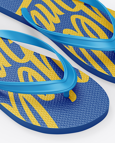 Flip Flops Mockup Half Side View High Angle Shot In Apparel Mockups On Yellow Images Object Mockups