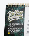 Textured 12 Months Desk Tent Calendar Mockup - Front View in Stationery