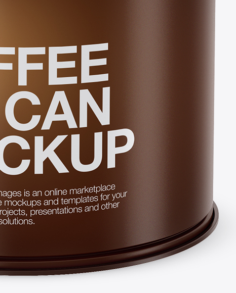 Matte Coffee Tin Can Mockup (High Angle Shot) PSD #1