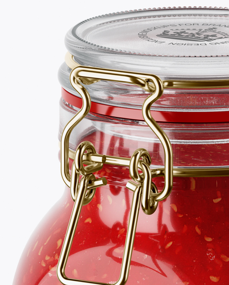 Download 900ml Raspberry Jam Glass Jar w/ Clamp Lid Mockup - Half Side View in Jar Mockups on Yellow ...