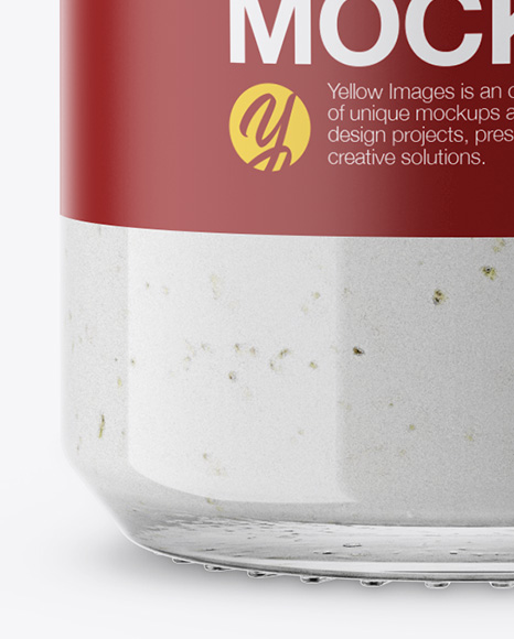 Glass Garlic Sauce Bottle Mockup on Yellow Images Object Mockups