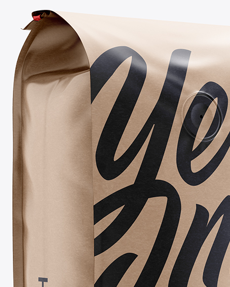 16oz Paper Coffee Bag Mockup - Half Side View