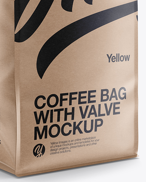 Download 16oz Paper Coffee Bag Mockup - Half Side View in Bag & Sack Mockups on Yellow Images Object Mockups