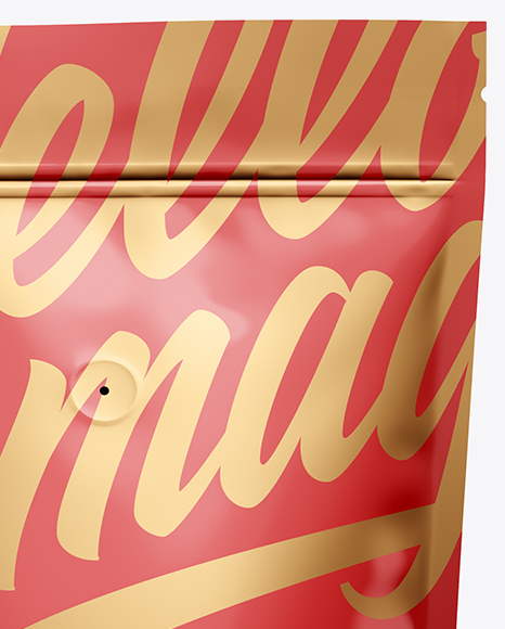 Glossy Coffee Bag W  Valve Mockup   Front View PSD #2