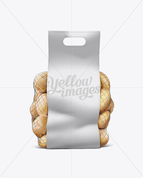 Download Net Bag With Potato In Bag Sack Mockups On Yellow Images Object Mockups