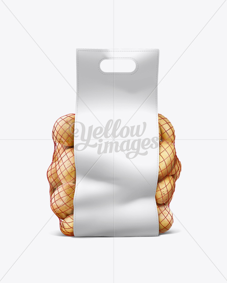 Download Net Bag With Potato In Bag Sack Mockups On Yellow Images Object Mockups PSD Mockup Templates