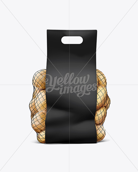 Download Net Bag With Potato Black In Bag Sack Mockups On Yellow Images Object Mockups