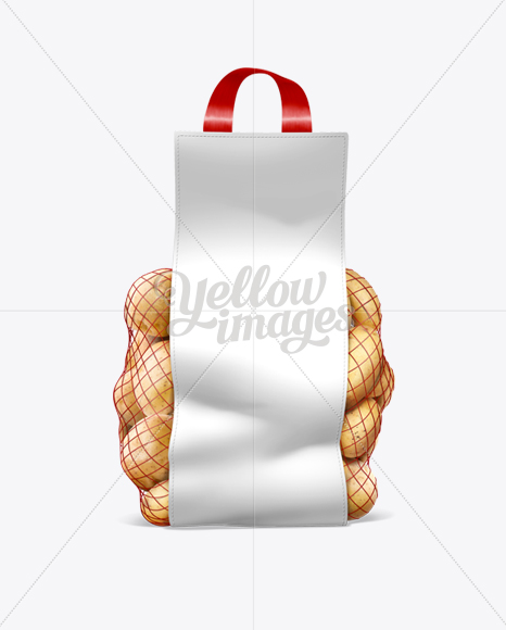 Net Bag With Potato In Bag Sack Mockups On Yellow Images Object Mockups